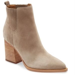 Marc Fisher LTD Oshay Pointed Toe Bootie in Medium Natural Suede